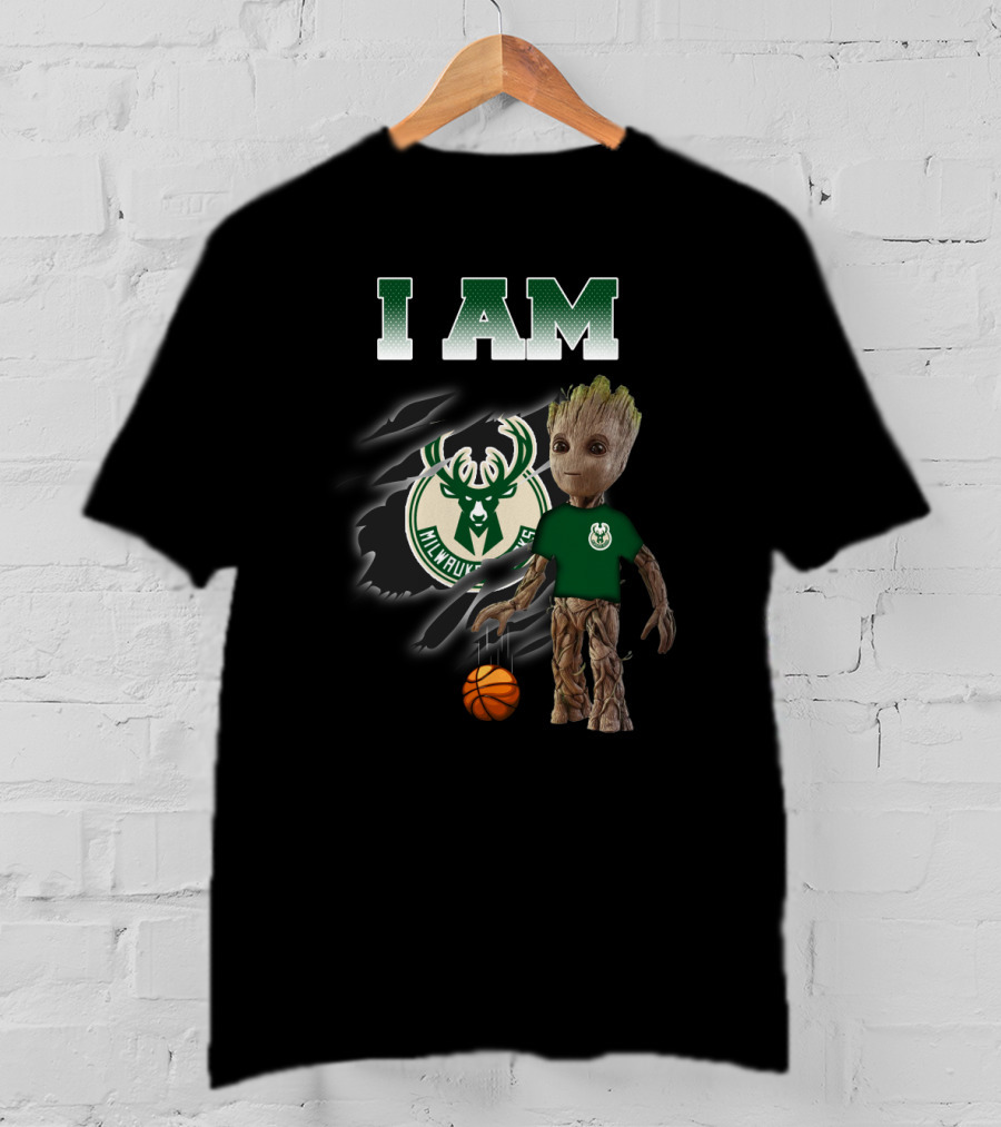 I Am Milwaukee-Bucks Groot Basketball Fan T-Shirt
