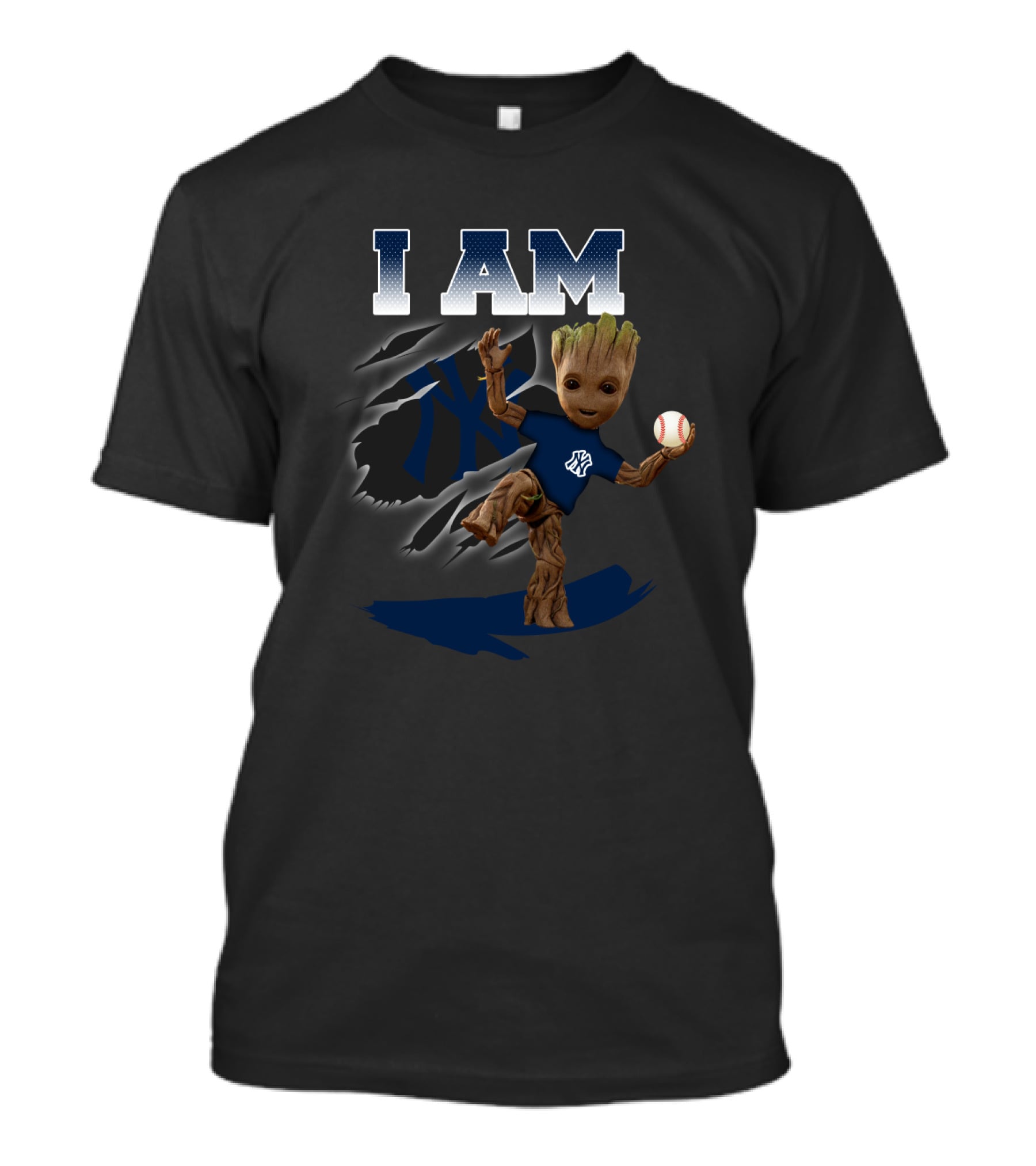 I Am New York Yankees Groot Holding Baseball T-Shirt