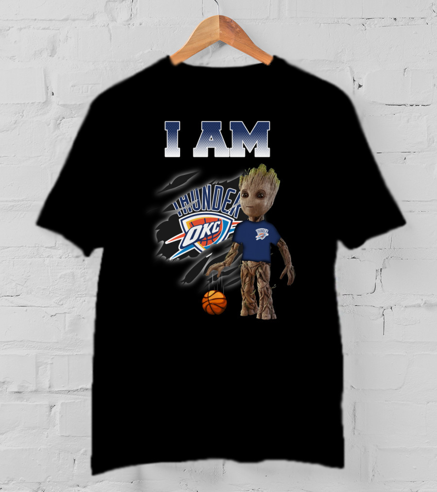 I Am Oklahoma City Thunder Groot Okc Basketball Fan T-Shirt