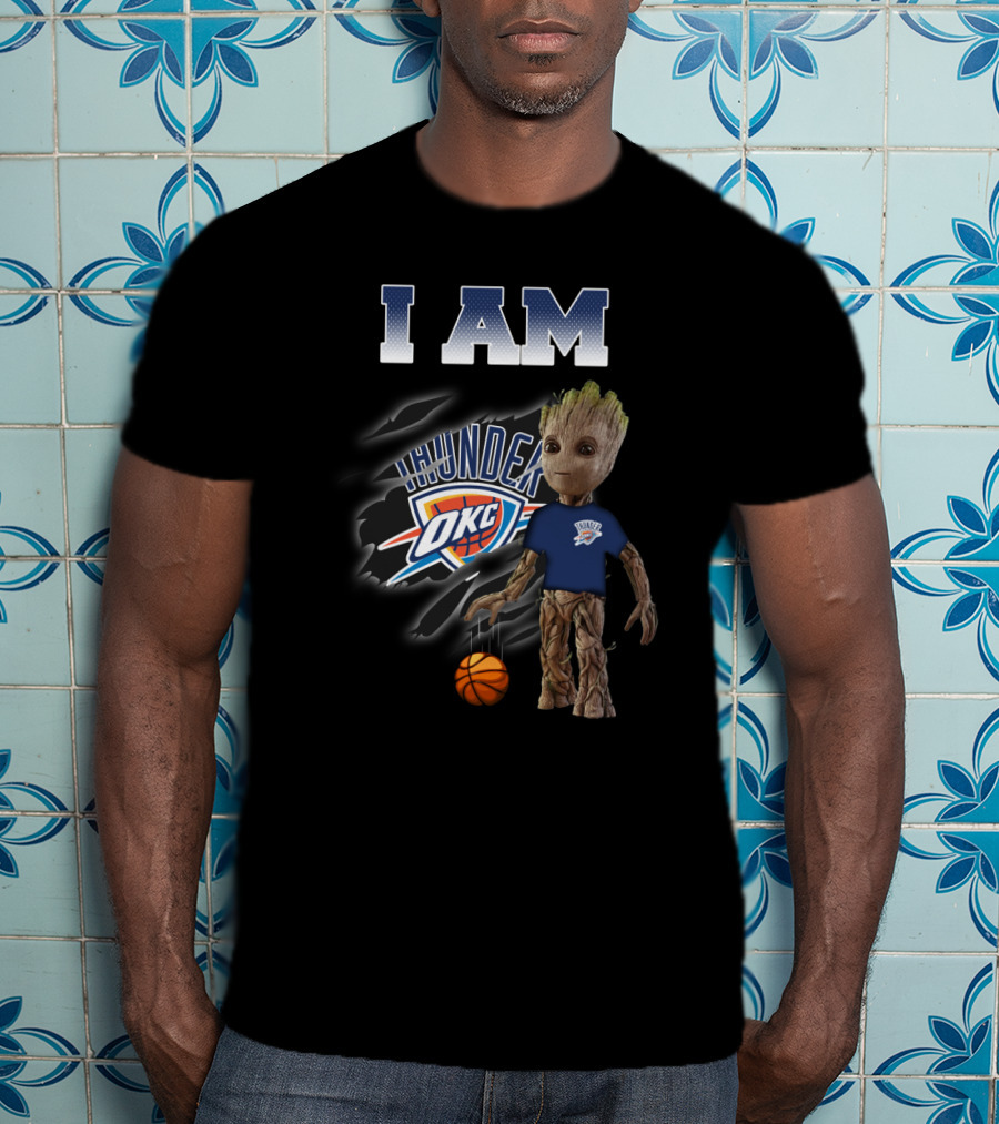 I Am Oklahoma City Thunder Groot Okc Basketball Fan T-Shirt