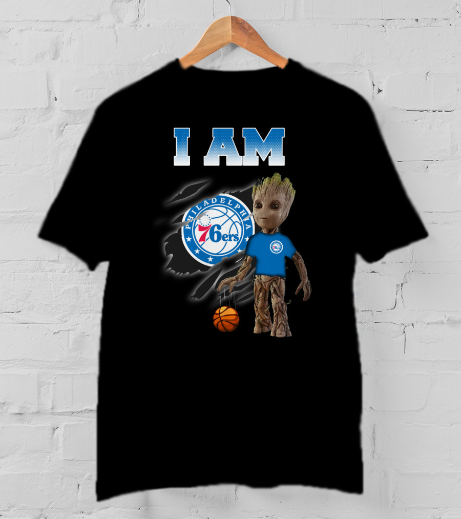 I Am Philadelphia 76ers Groot Basketball Fan T-Shirt