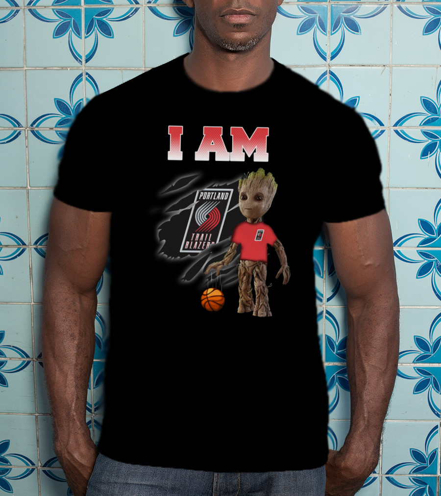 I Am Portland Trail Blazers Groot Basketball Fan T-Shirt
