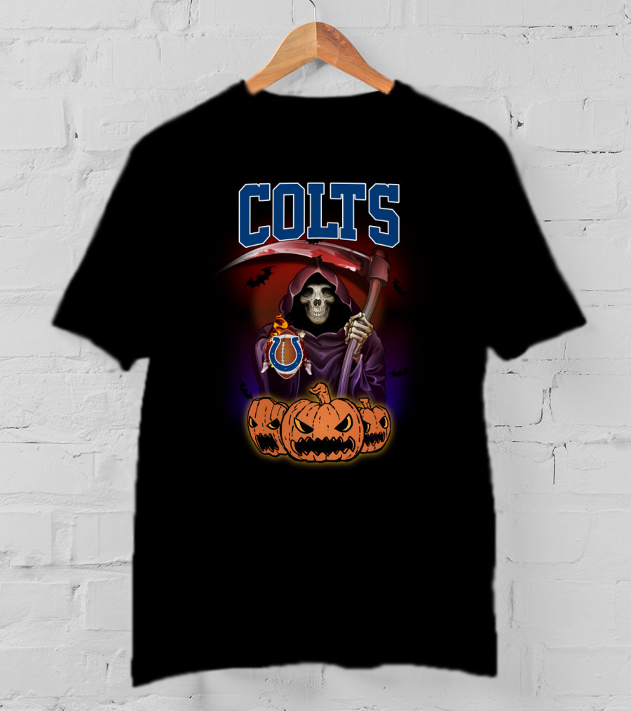 Indianapolis Colts Reaper Halloween Pumpkins Scythe T-Shirt