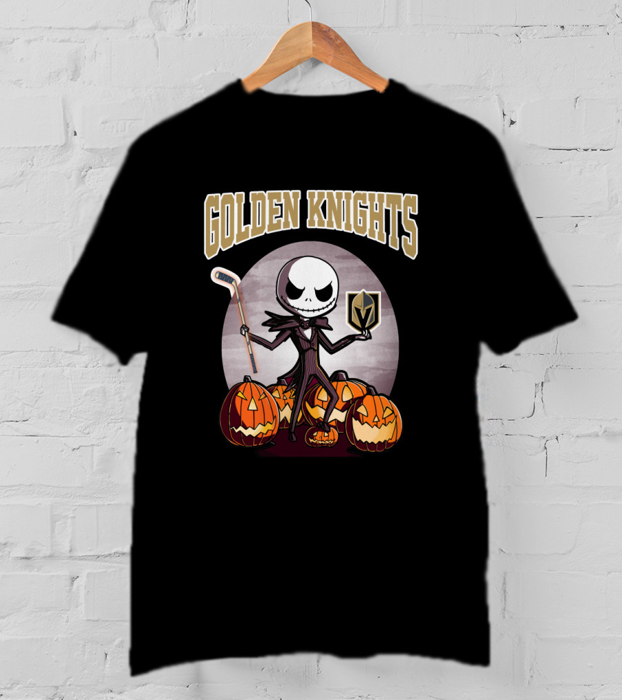 Golden Knights Halloween Jack Skeleton With Vegas Hockey T-Shirt