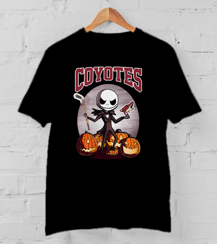 Jack Skellington Arizona Coyotes Hockey Halloween Pumpkins T-Shirt