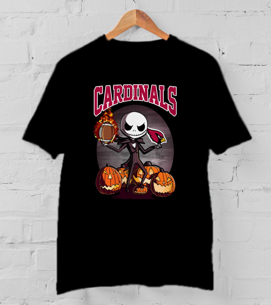 Jack Skellington Cardinals Halloween Arizona Pumpkin Football T-Shirt