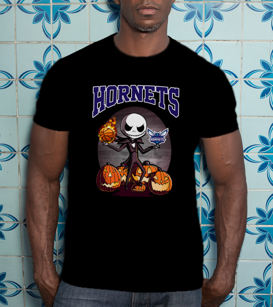 Hornets Jack Skellington Halloween Basketball Charlotte Pumpkins T-Shirt