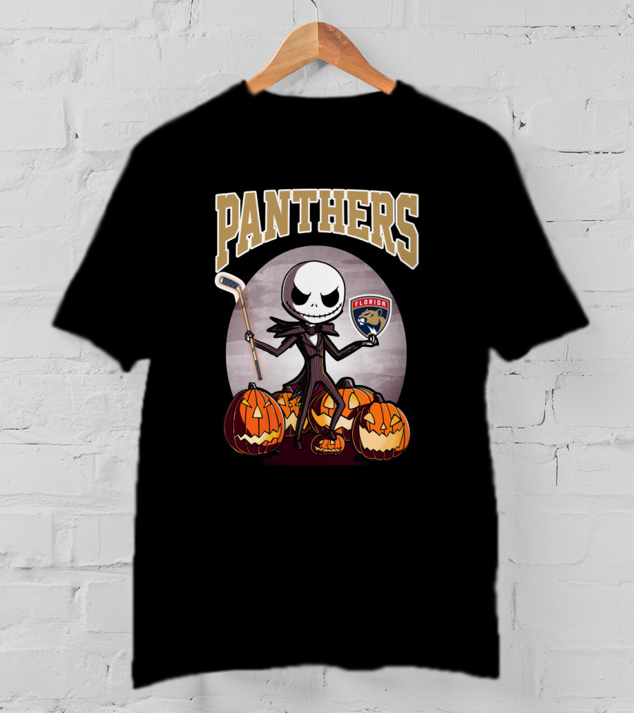 Panthers Jack Skellington Florida Hockey Halloween Pumpkins T-Shirt