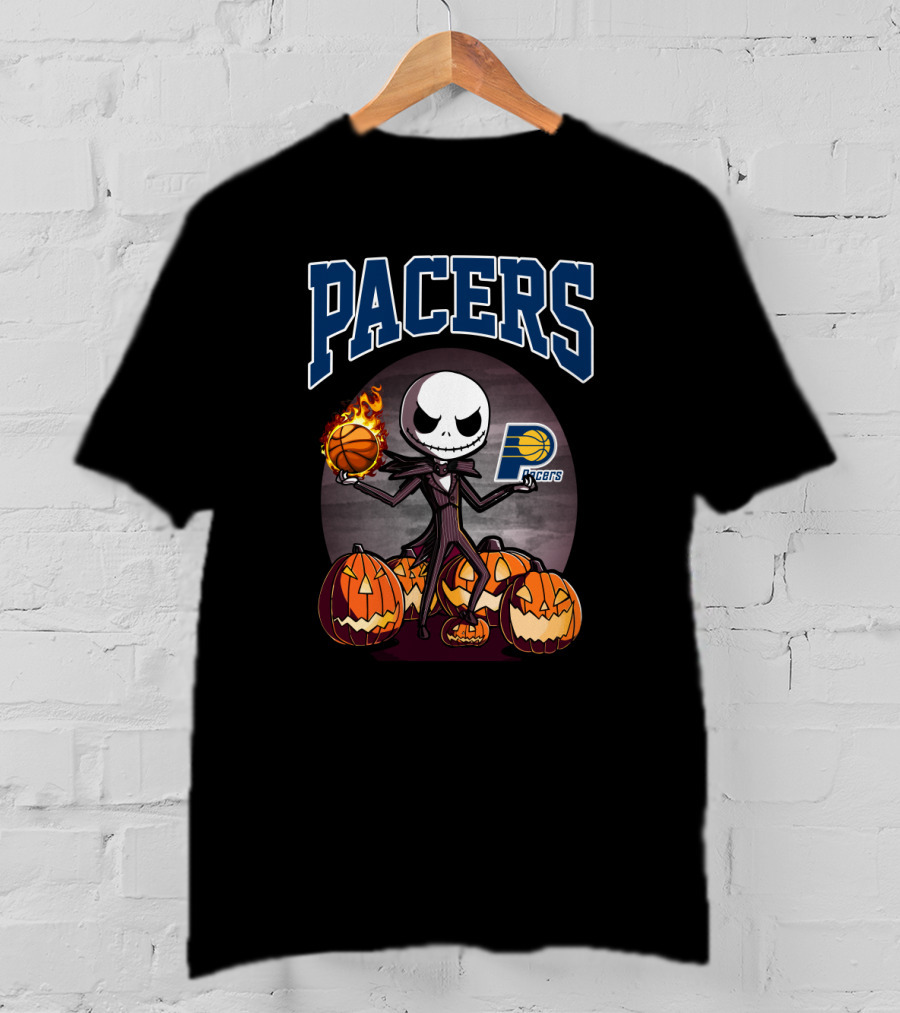 Pacers Jack Skellington Halloween Indiana Basketball Pumpkins T-Shirt