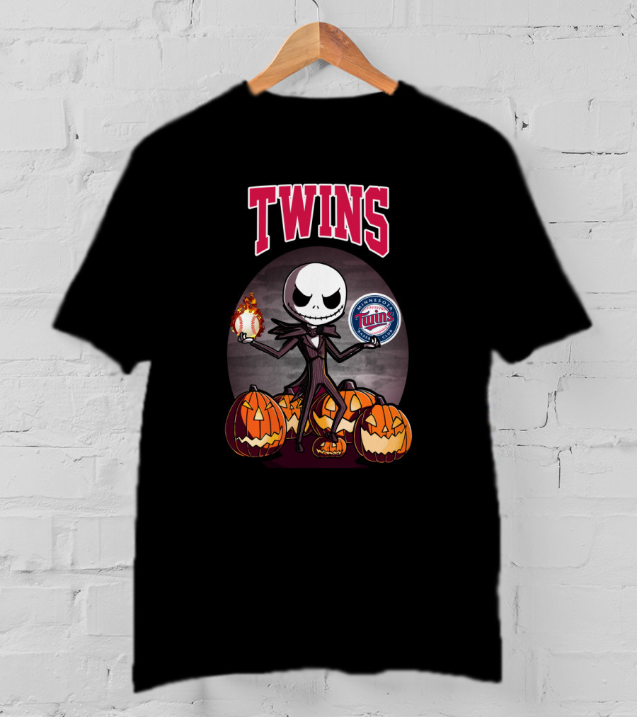 Twins Jack Skellington Pumpkins Minnesota Twins Baseball T-Shirt
