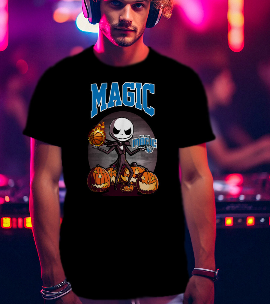 Orlando Magic Jack Skellington Halloween Basketball Pumpkins T-Shirt