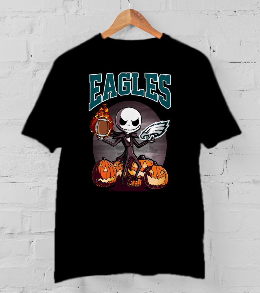 Eagles Jack Skellington Halloween Philadelphia Pumpkin Football T-Shirt