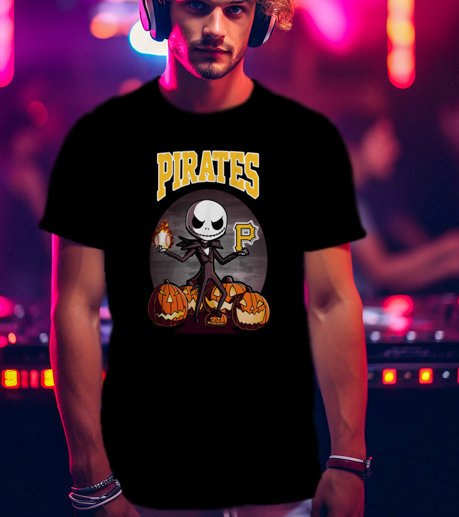 Pirates Jack Skellington Halloween Pittsburgh Baseball Pumpkins T-Shirt