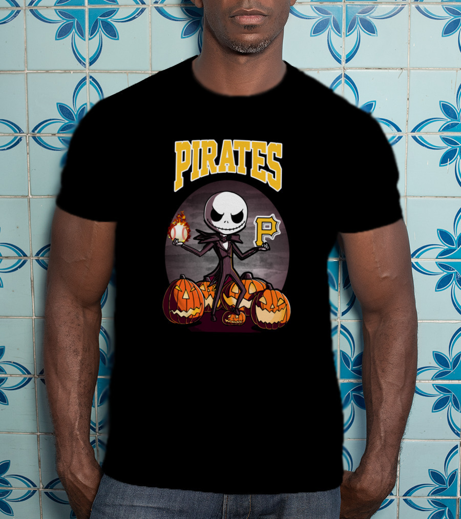 Pirates Jack Skellington Halloween Pittsburgh Baseball Pumpkins T-Shirt