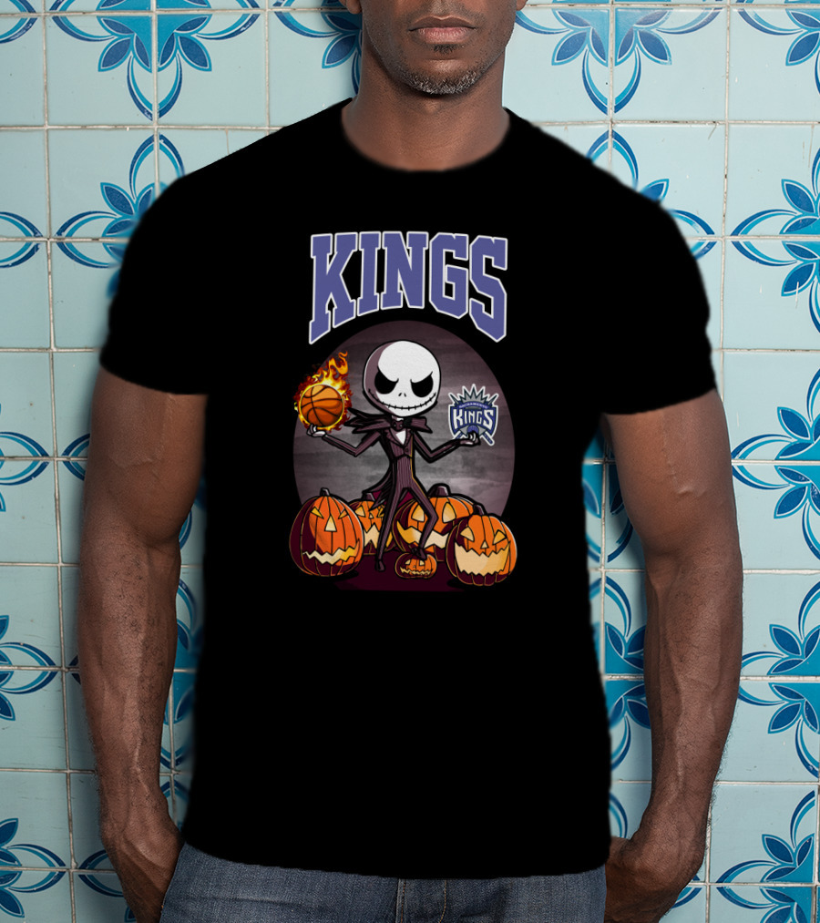 Jack Skellington Basketball Sacramento Kings Halloween Pumpkin T-Shirt