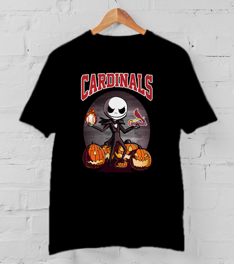 Cardinals Jack Skellington Halloween St Louis Cardinals Baseball Pumpkins T-Shirt