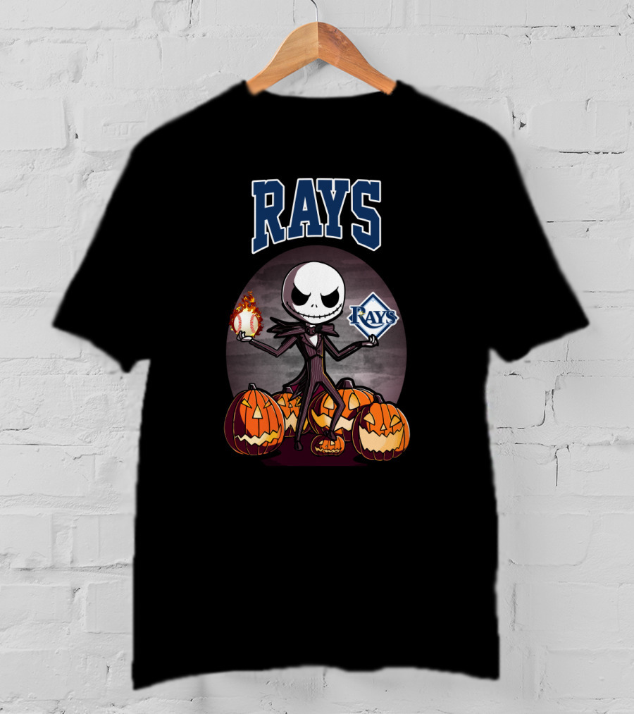 Rays Jack Skellington Halloween Tampa Bay Baseball Pumpkins T-Shirt