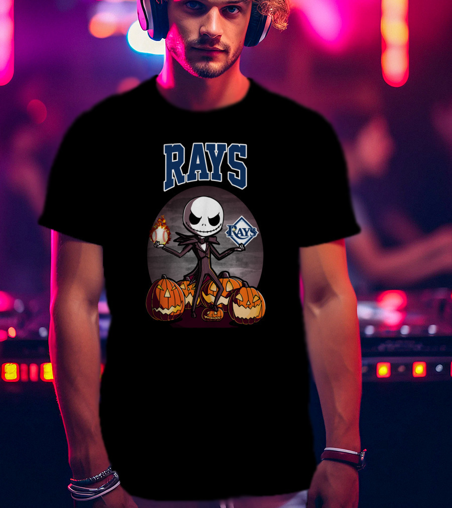 Rays Jack Skellington Halloween Tampa Bay Baseball Pumpkins T-Shirt