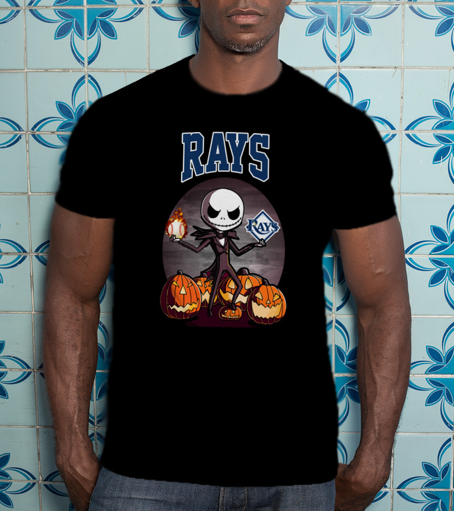 Rays Jack Skellington Halloween Tampa Bay Baseball Pumpkins T-Shirt