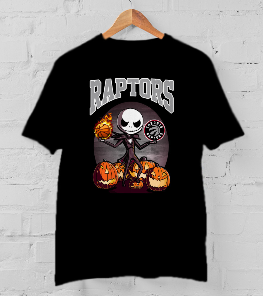 Raptors Halloween Jack Skellington Toronto Basketball Pumpkins T-Shirt