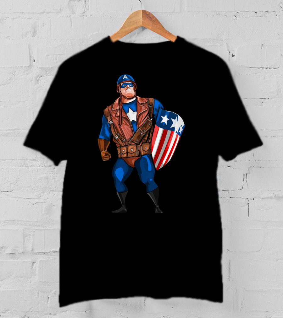 Mr. Incredible Bob Parr Captain America Shield Stars Comic Crossover T-Shirt