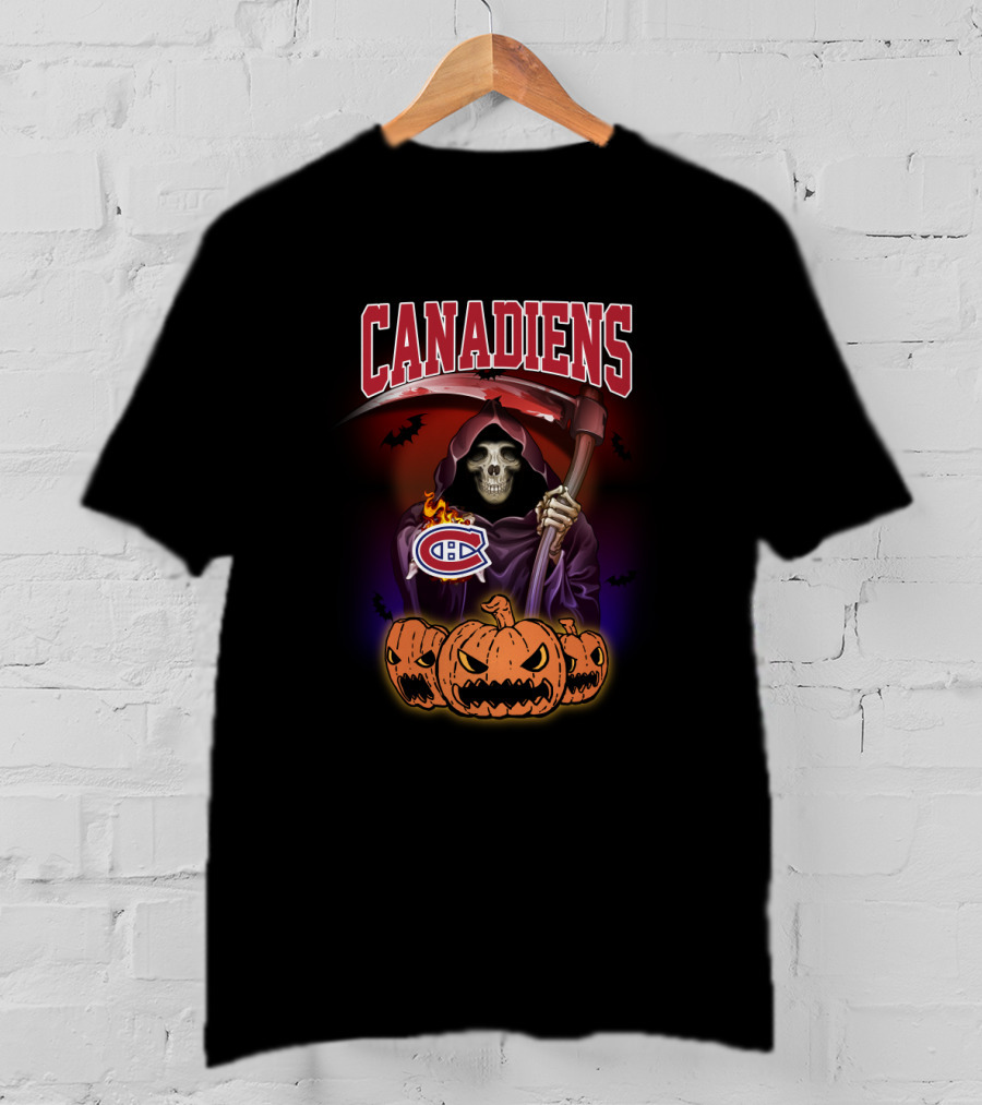 Canadiens Reaper Halloween Scythe Logo Pumpkins T-Shirt
