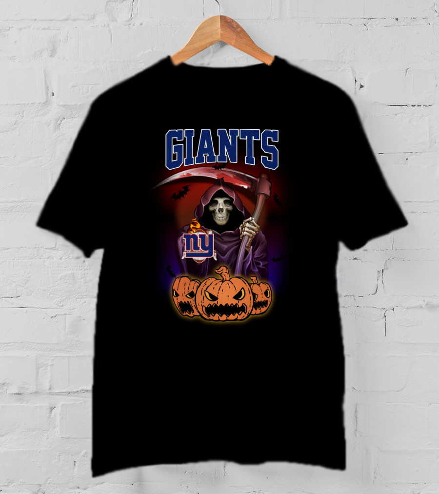 Giants Reaper Halloween New York Scythe And Jack-O'-Lanterns T-Shirt