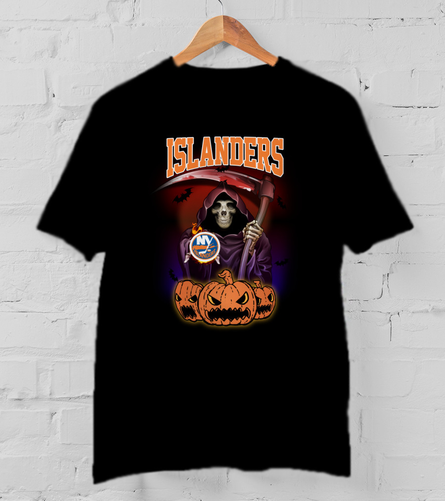 New York Islanders Grim Reaper Halloween Pumpkins T-Shirt