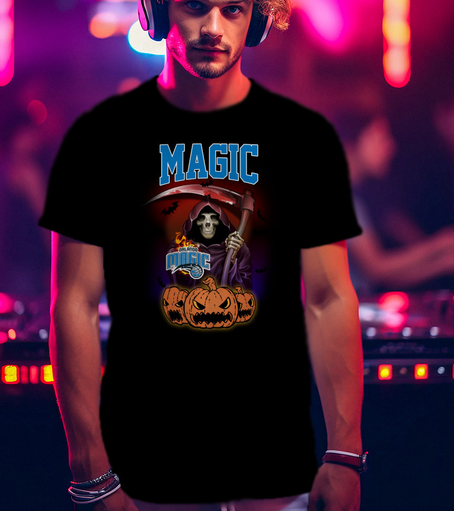 Orlando Magic Grim Reaper Halloween Pumpkins T-Shirt