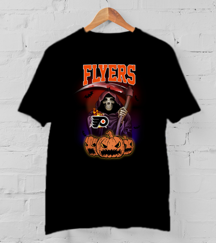 Philadelphia Flyers Grim Reaper Halloween Pumpkins T-Shirt