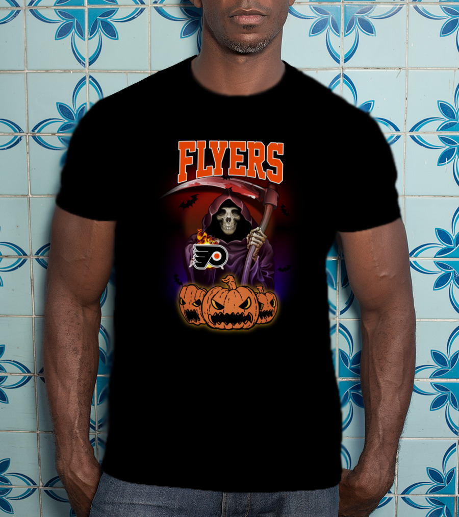 Philadelphia Flyers Grim Reaper Halloween Pumpkins T-Shirt