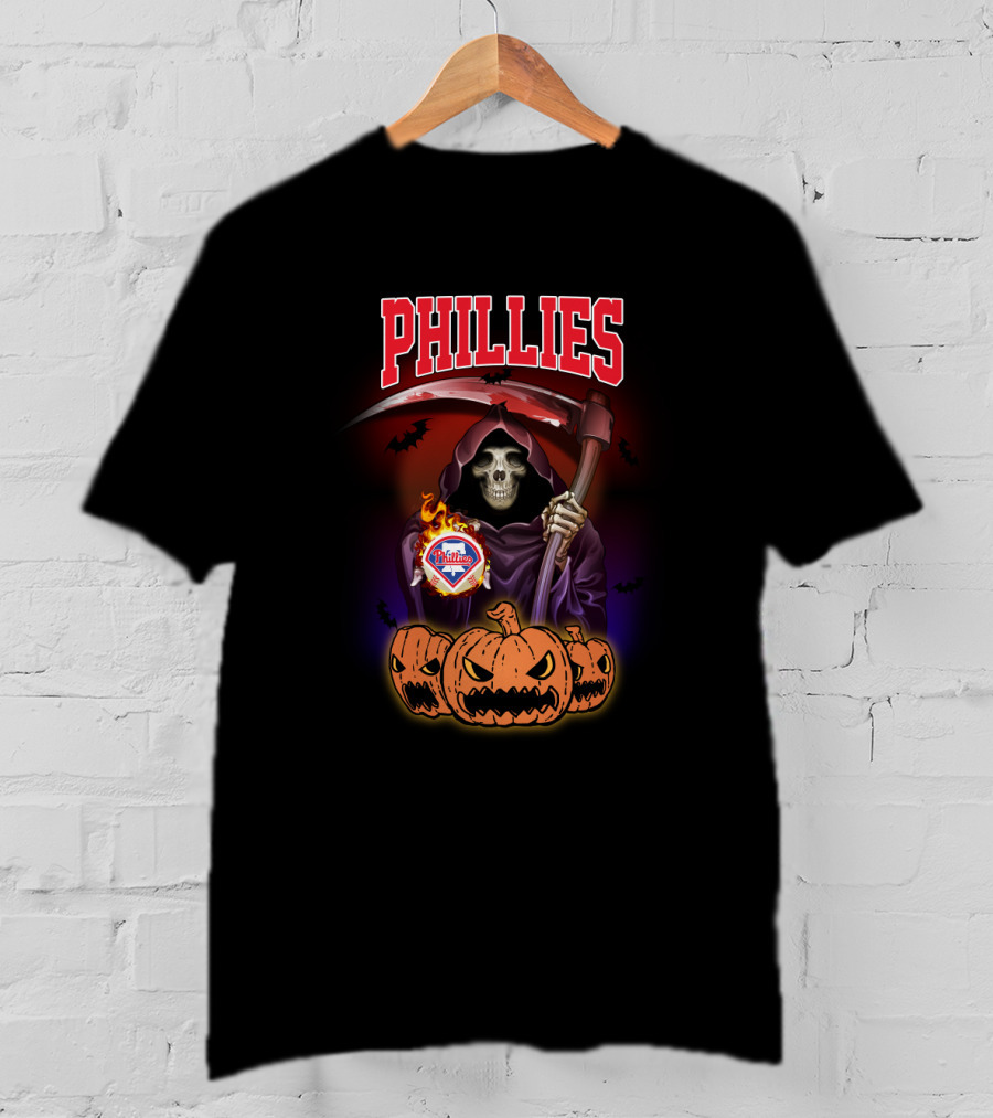 Phillies Reaper With Scythe And Pumpkins Halloween T-Shirt