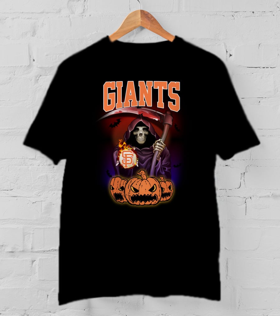 San Francisco Giants Grim Reaper Halloween Baseball Pumpkin T-Shirt