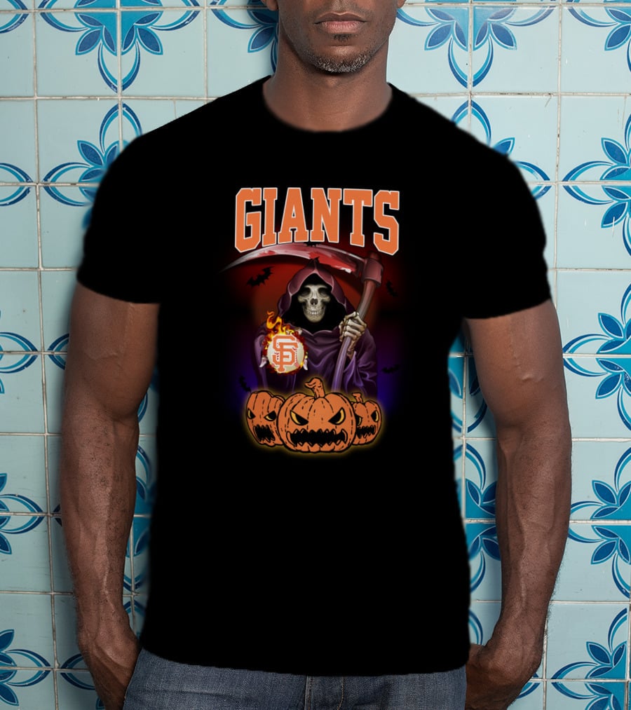 San Francisco Giants Grim Reaper Halloween Baseball Pumpkin T-Shirt