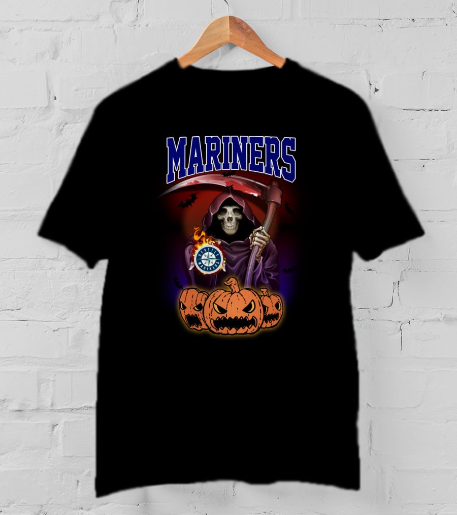 Seattle Mariners Grim Reaper Halloween Pumpkins T-Shirt
