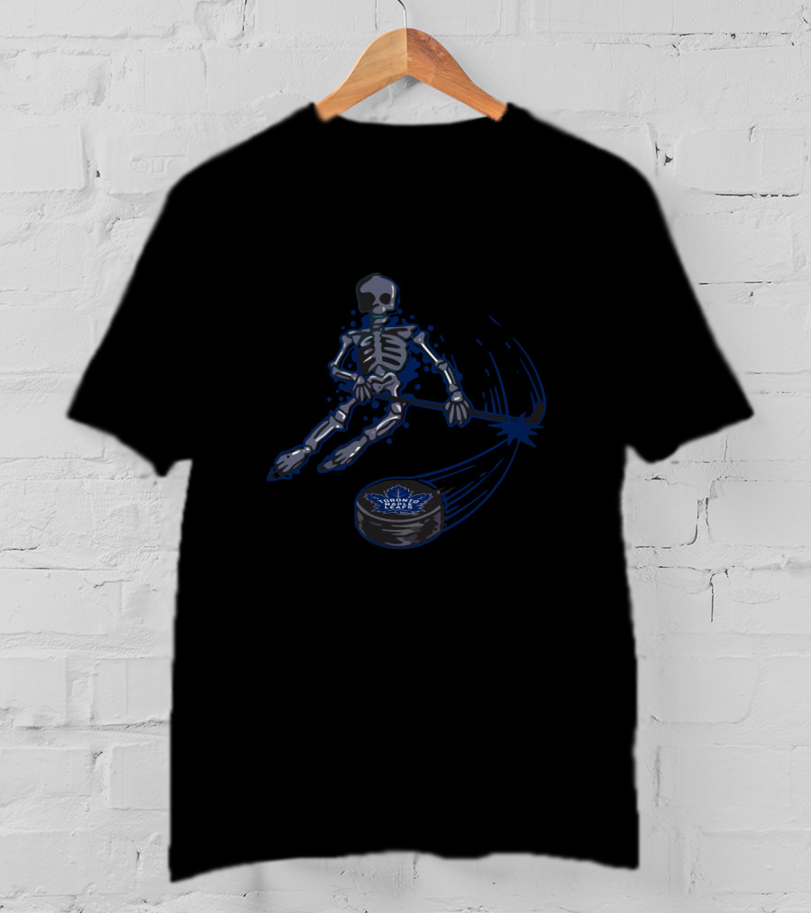 Toronto Maple Leafs Skeleton Playing Ice Hockey With Team T-Shirt