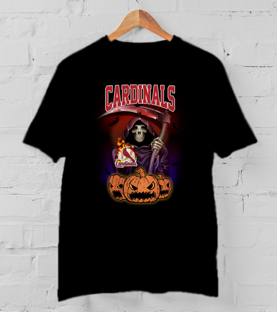 Cardinals Grim Reaper Halloween St. Louis Baseball Pumpkins T-Shirt