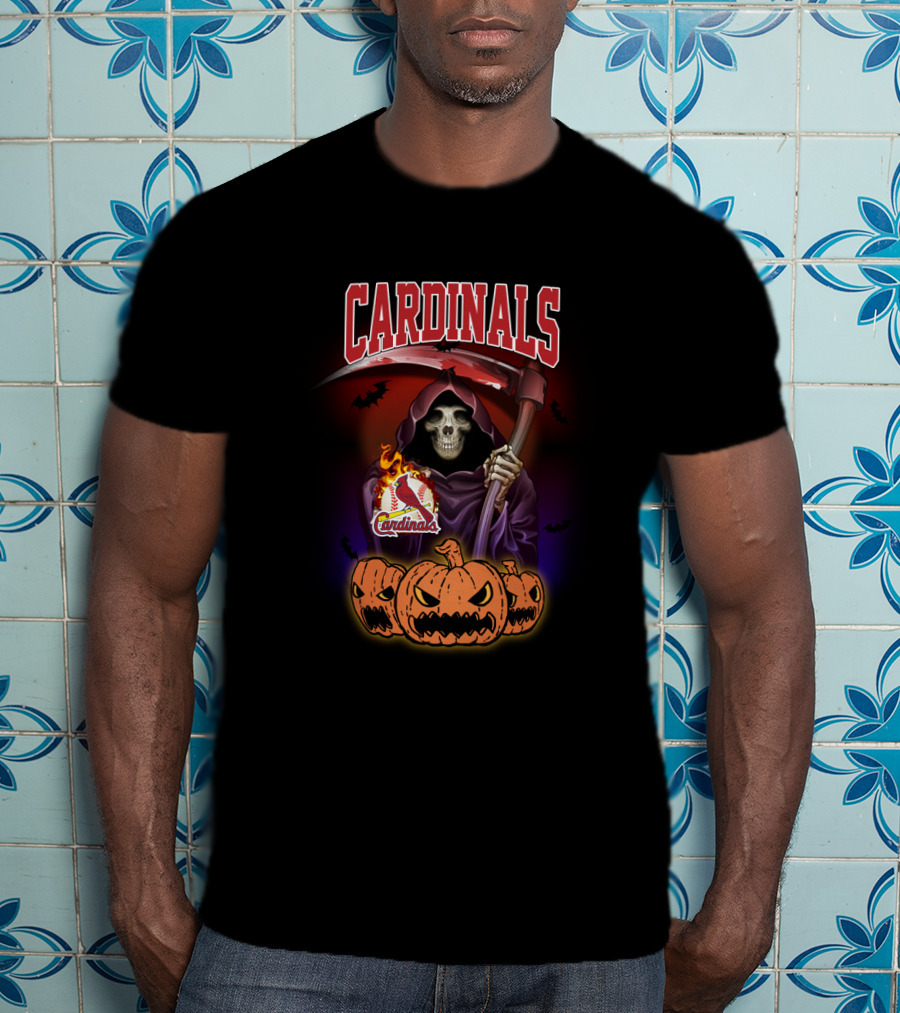 Cardinals Grim Reaper Halloween St. Louis Baseball Pumpkins T-Shirt