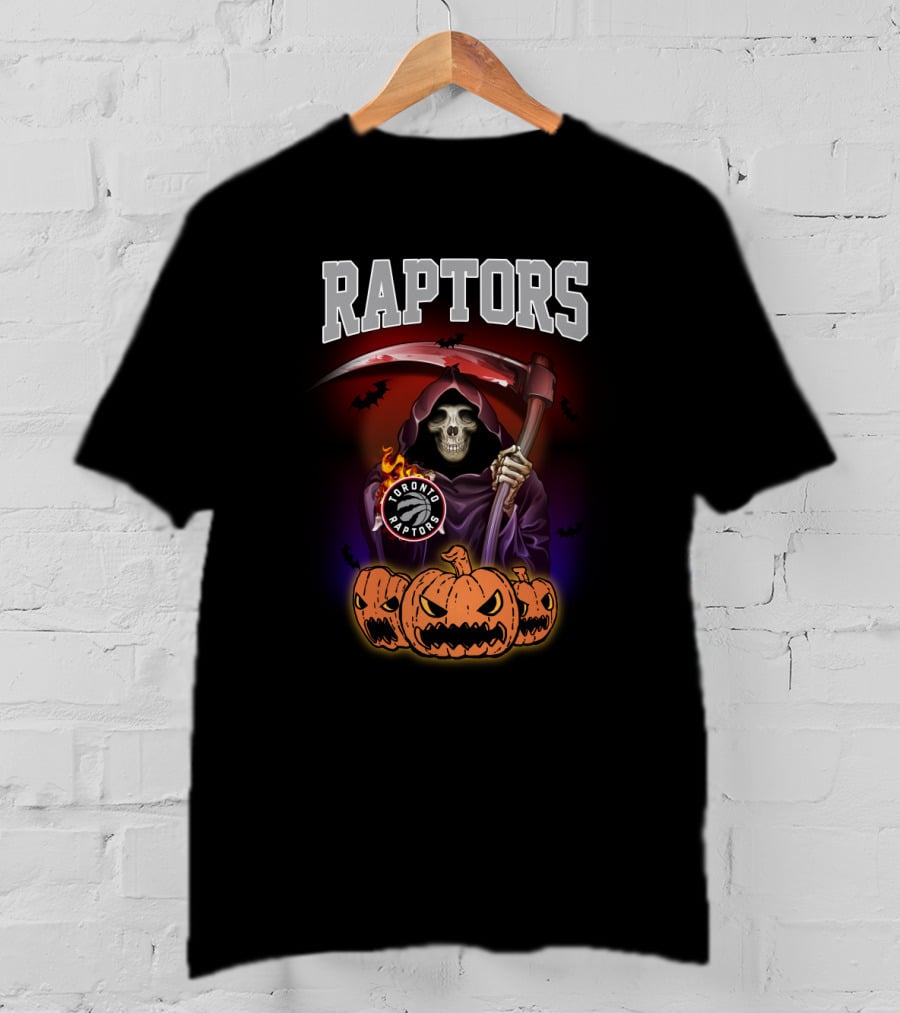 Raptors Reaper Halloween Toronto Raptors Pumpkin Grim T-Shirt