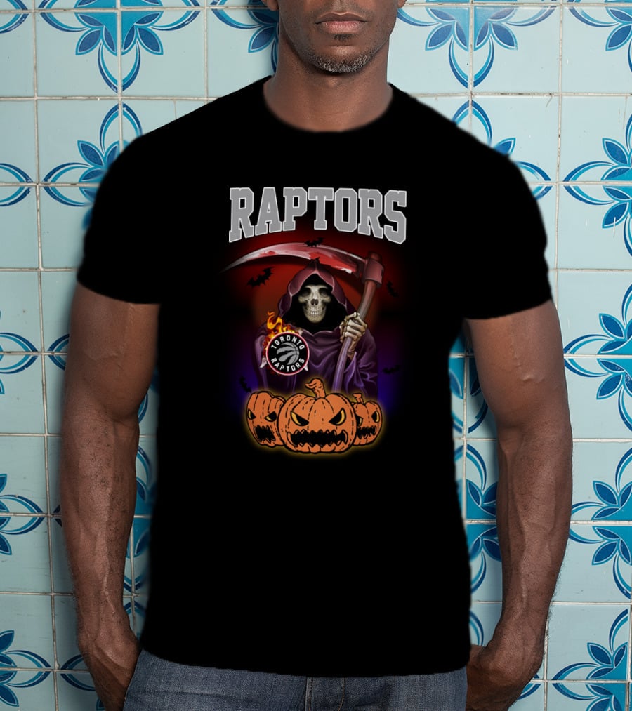 Raptors Reaper Halloween Toronto Raptors Pumpkin Grim T-Shirt