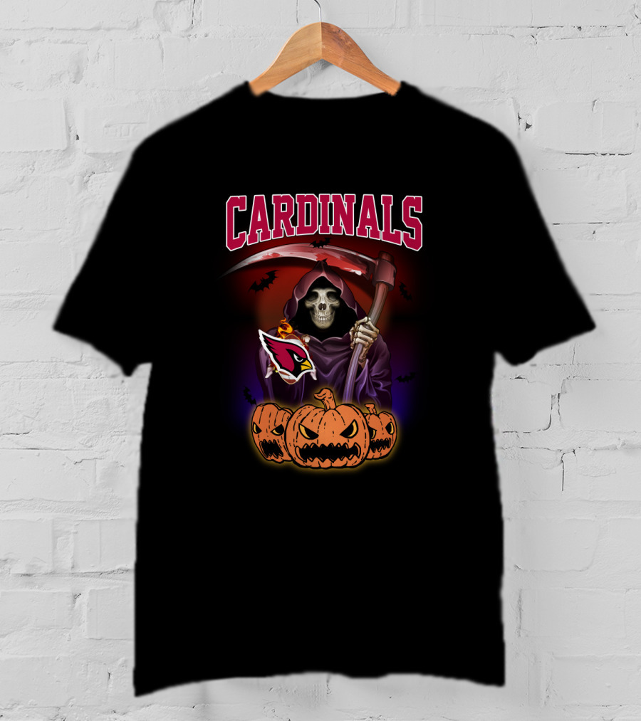 Arizona Cardinals Grim Reaper With Pumpkins And Scythe T-Shirt