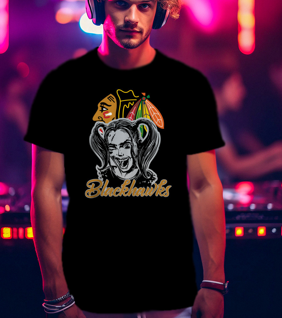 Harley Quinn Chicago Blackhawks Collaboration T-Shirt