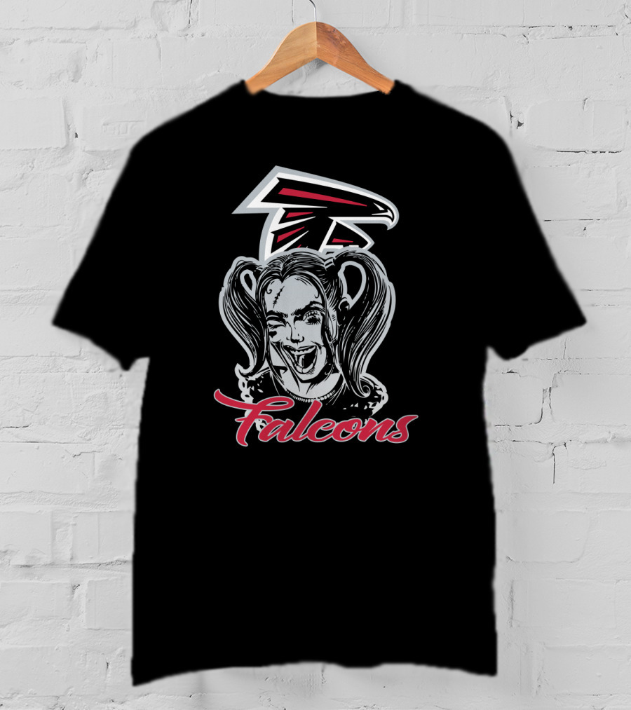 Harley Quinn And Atlanta Falcons Logo Fans Falcons T-Shirt