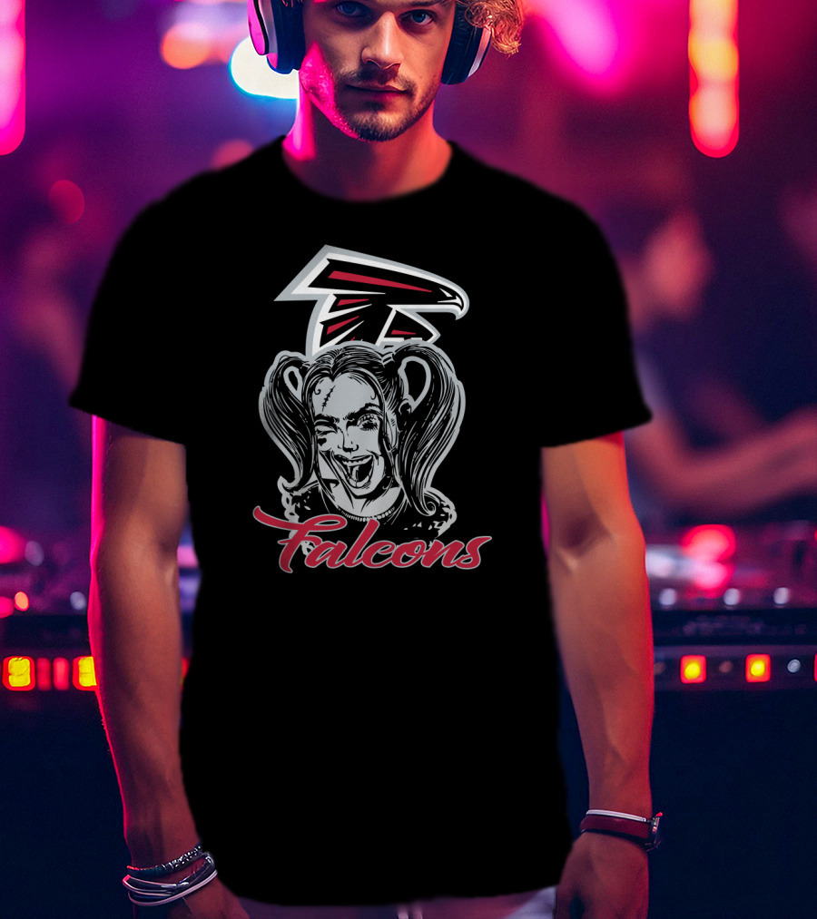 Harley Quinn And Atlanta Falcons Logo Fans Falcons T-Shirt