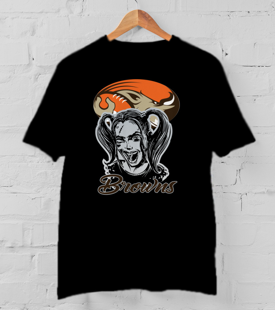 Harley Quinn Browns Fan With Cleveland Football T-Shirt