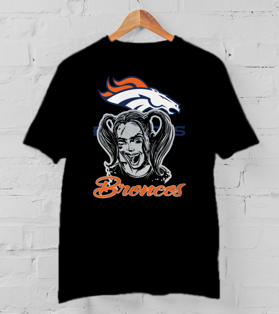 Harley Quinn Broncos Fans Denver Broncos Logo Combination T-Shirt