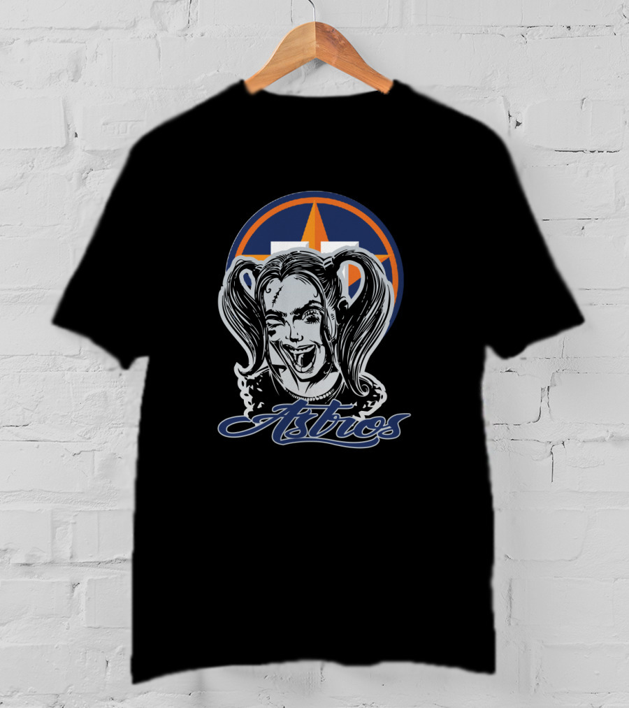 Harley Quinn Astros Fan Logo Graphic Combination T-Shirt
