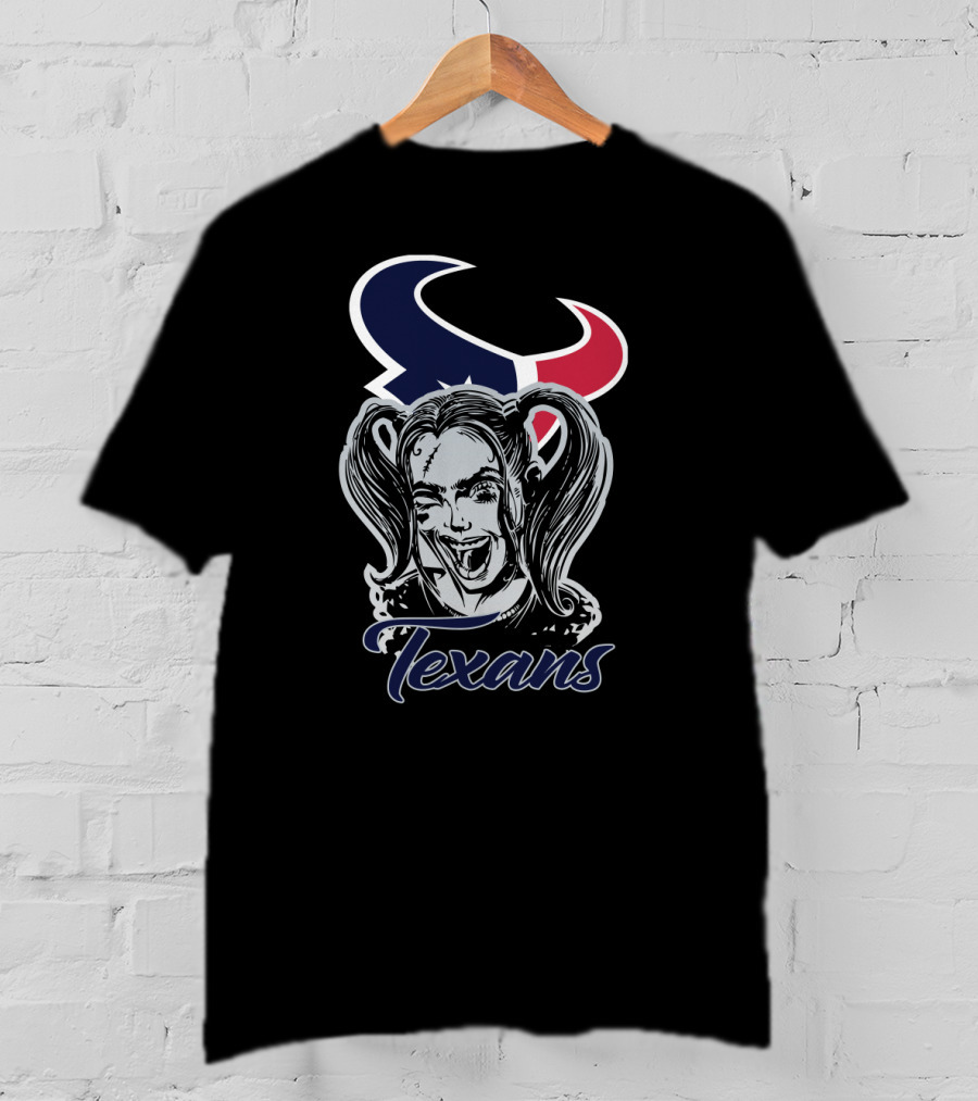 Harley Quinn Texans Fans Logo Face T-Shirt