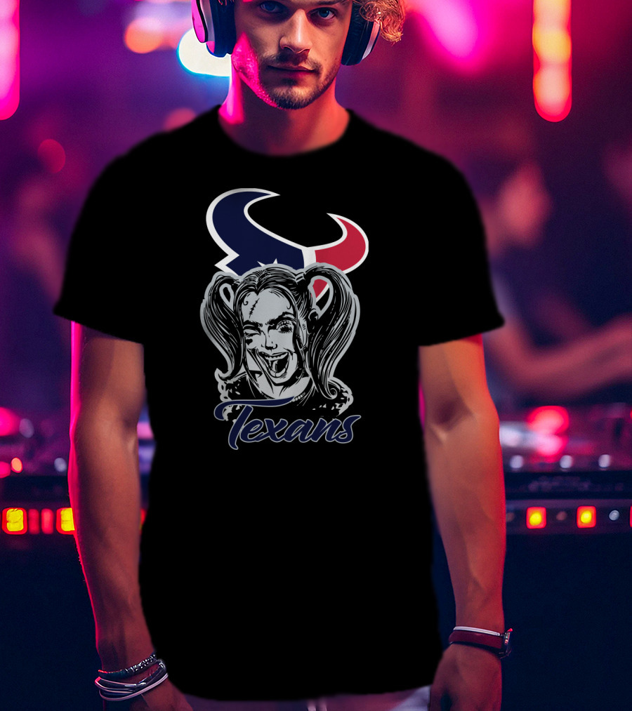 Harley Quinn Texans Fans Logo Face T-Shirt