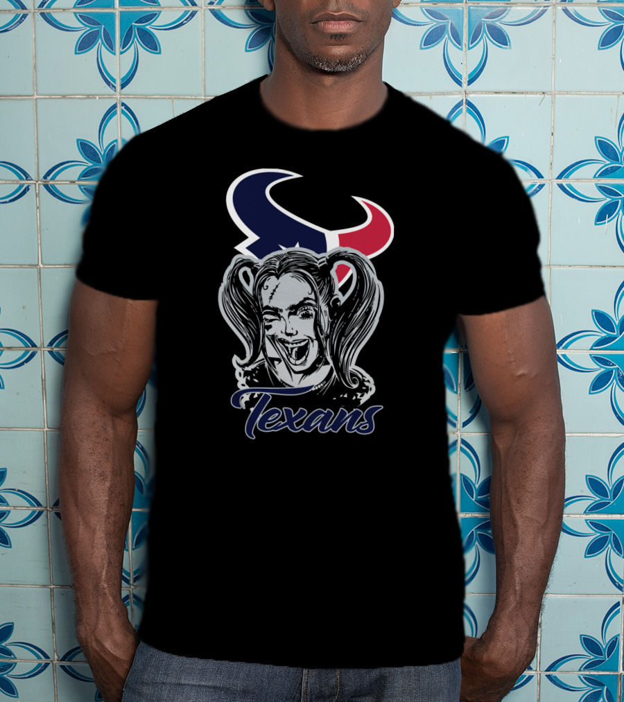 Harley Quinn Texans Fans Logo Face T-Shirt